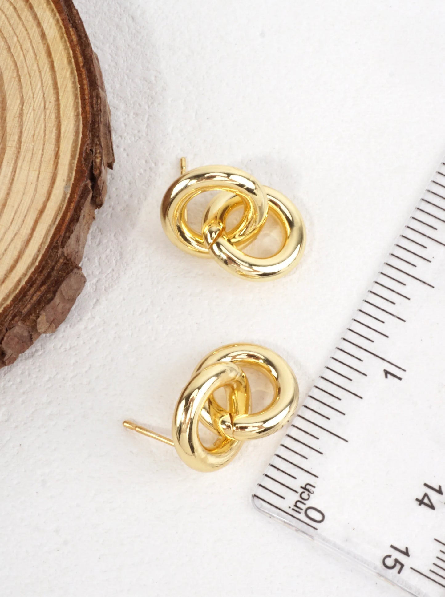 14K-Gold Dipped Interlocking Link Stud Earrings