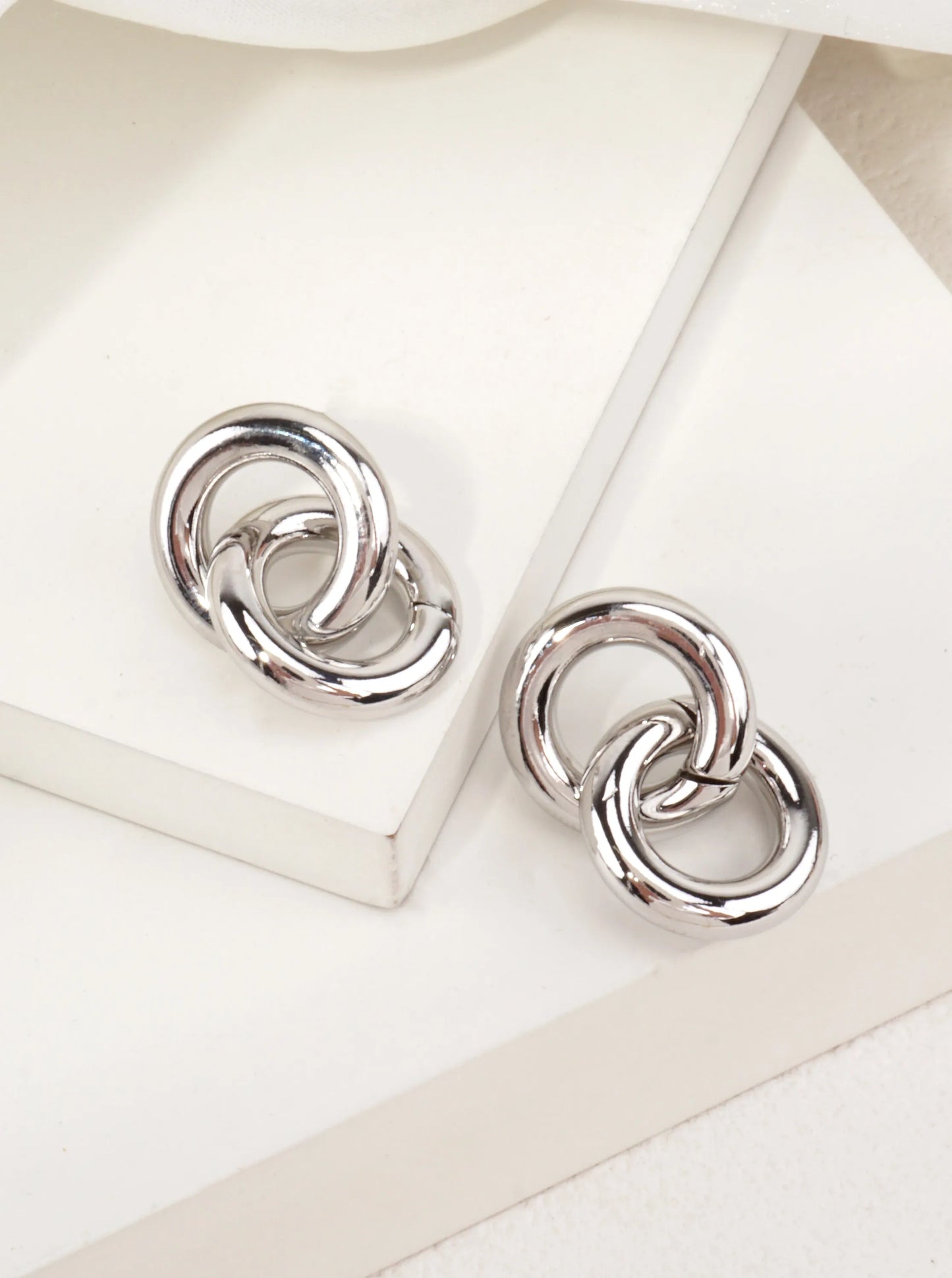14K-Gold Dipped Interlocking Link Stud Earrings
