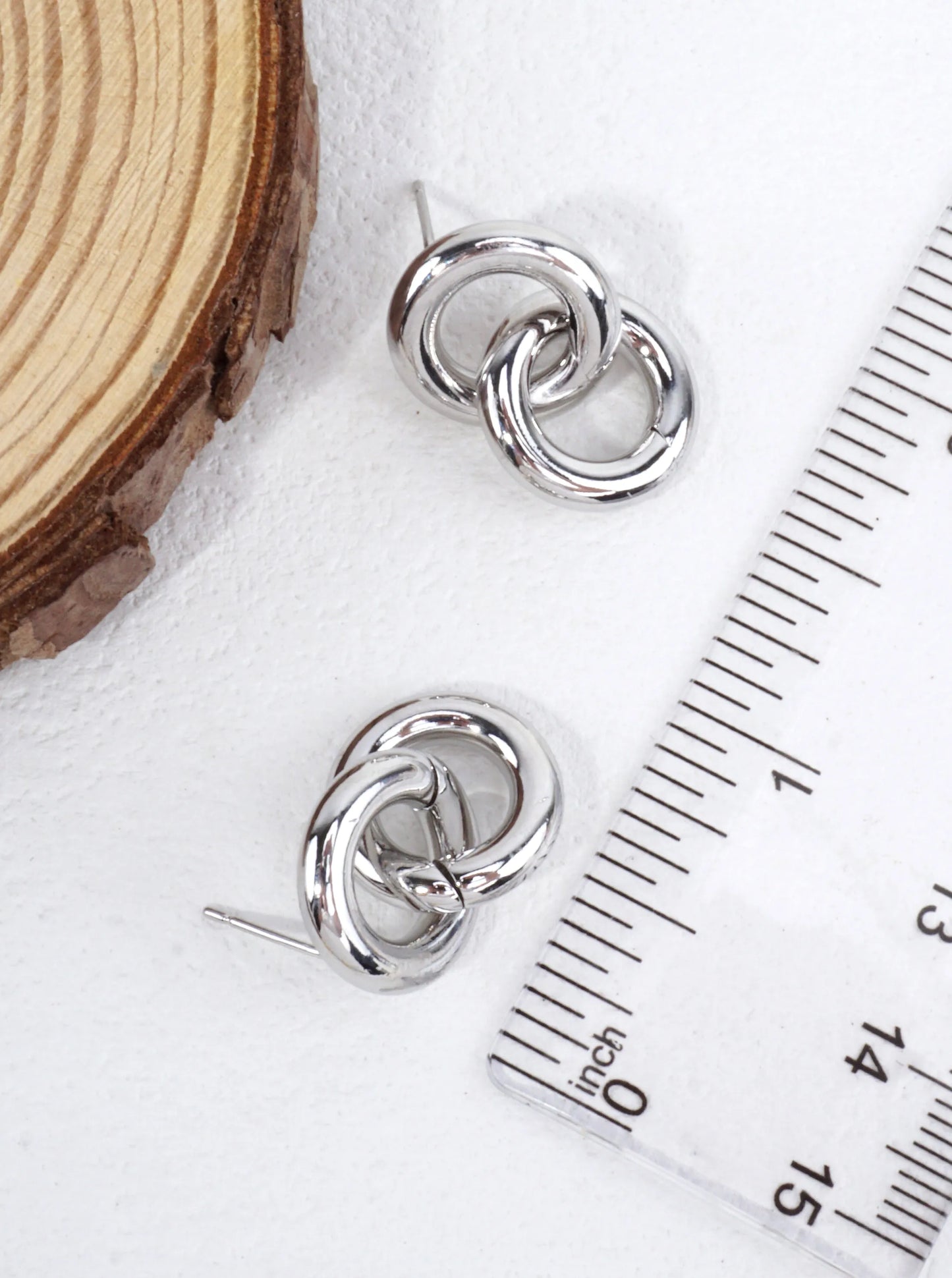 14K-Gold Dipped Interlocking Link Stud Earrings