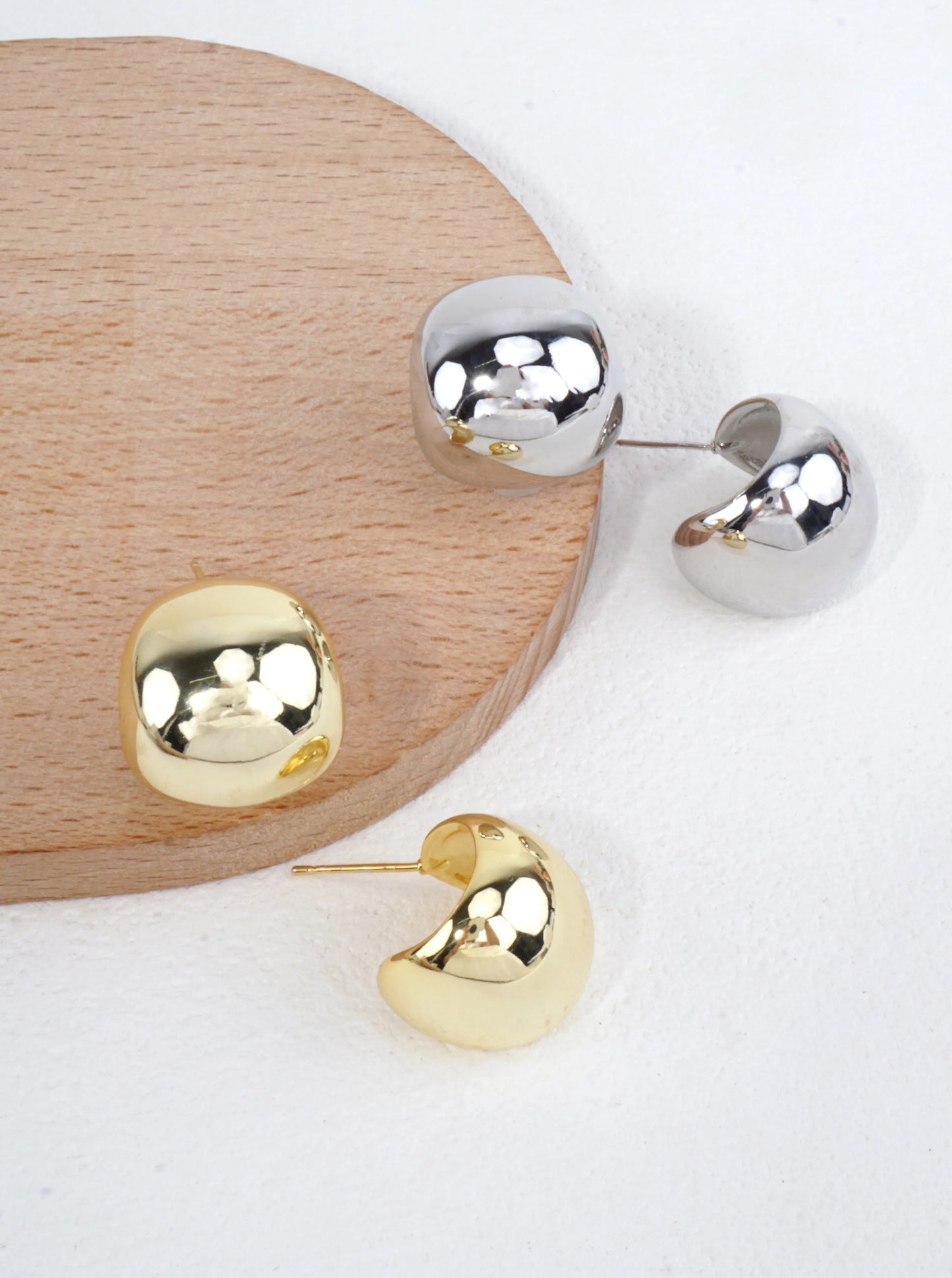 14K-Gold Dipped Sculptural Stud Earrings