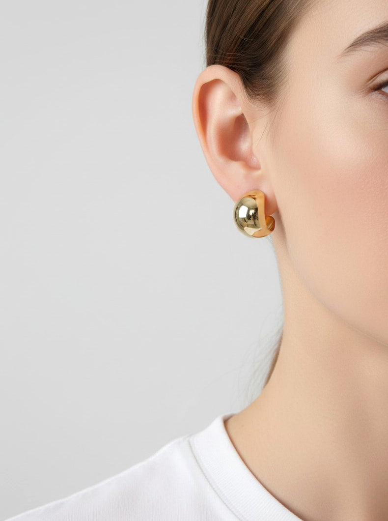 14K-Gold Dipped Sculptural Stud Earrings