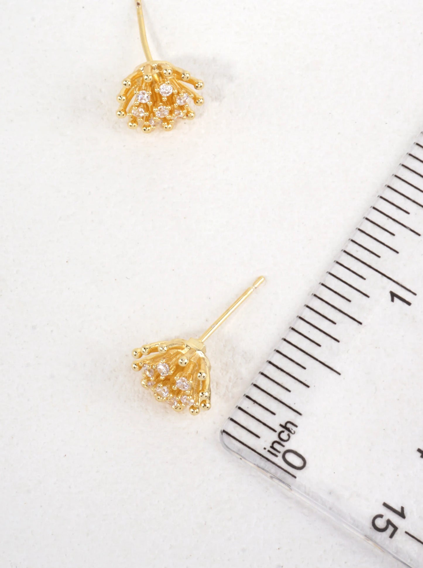 14K-Gold Dipped Starburst CZ Stud Earrings