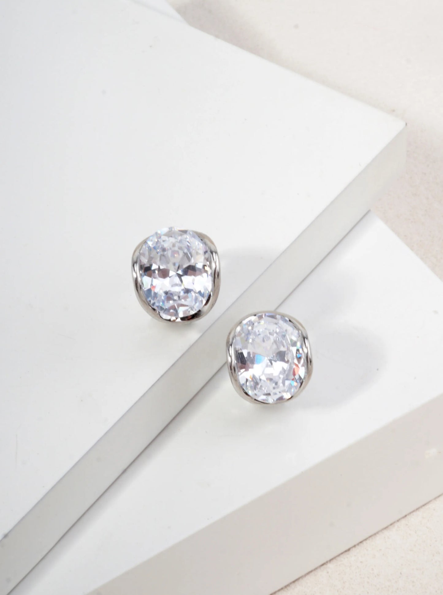 14k Gold Dipped Cushion CZ Stud Earrings