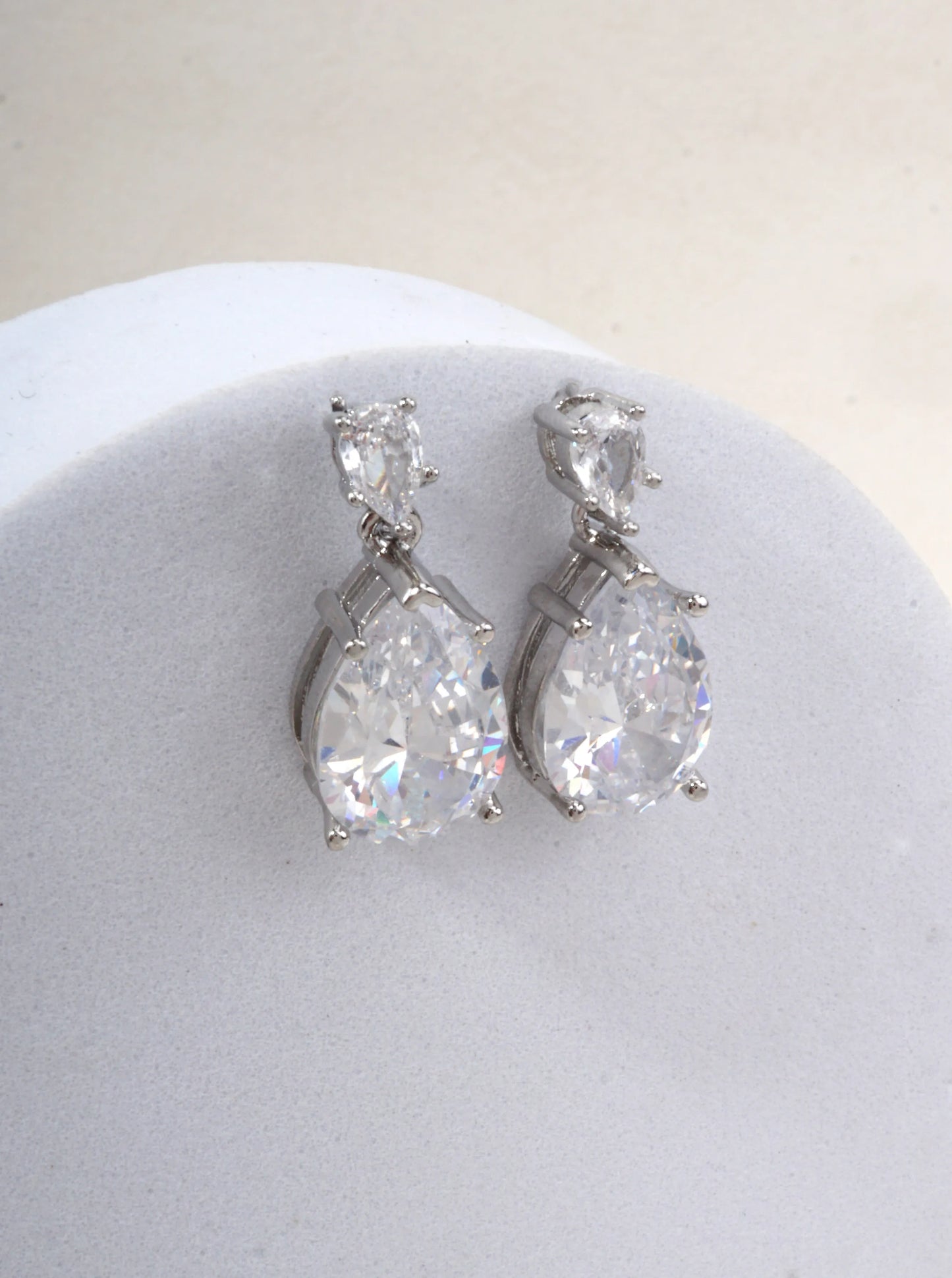 Pear Shape CZ Drop Earrings