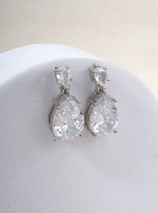 Pear Shape CZ Drop Earrings