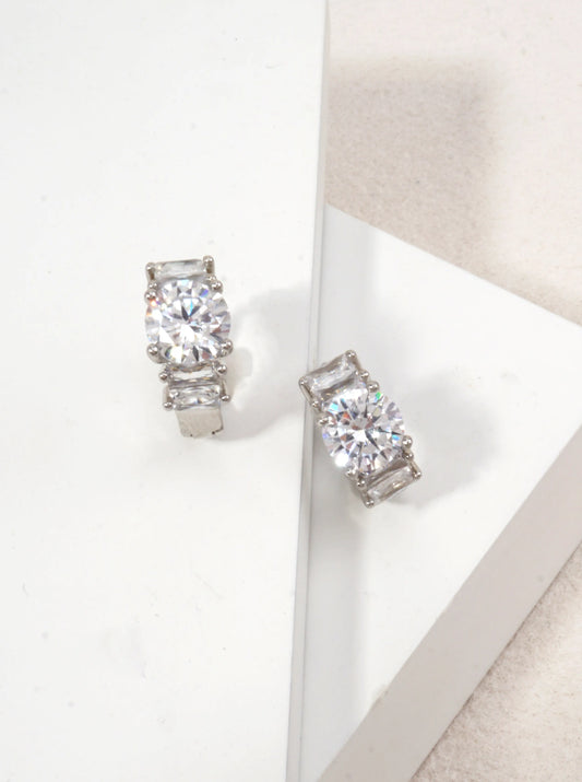 14K Gold-Dipped CZ Huggie Earrings