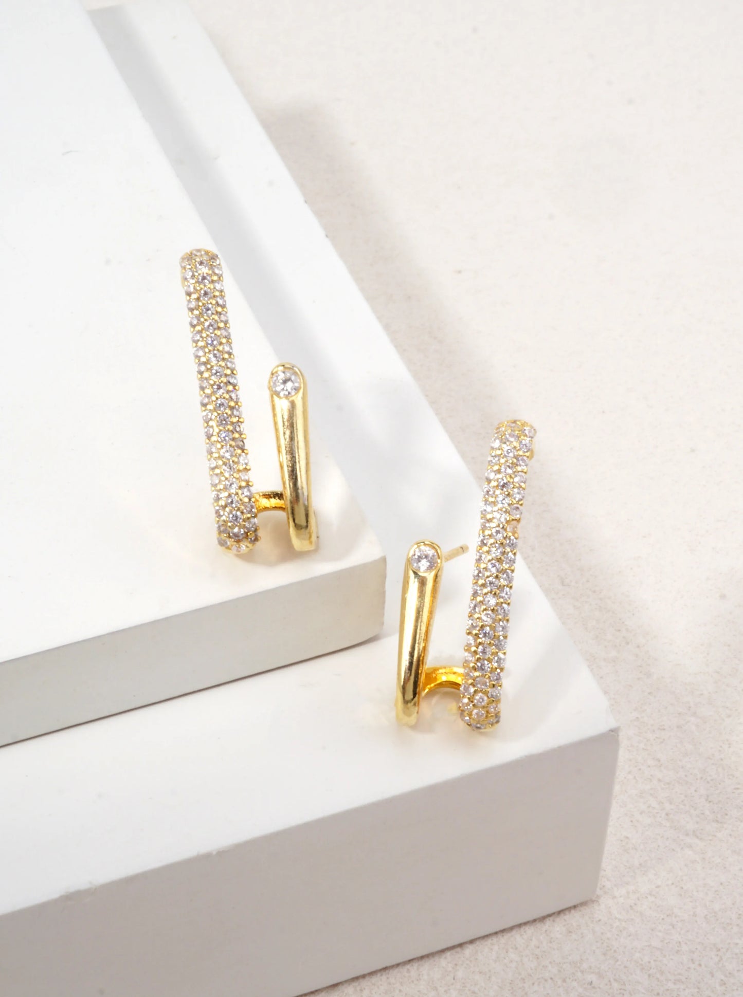 CZ Pave Open Bar Drop Earrings
