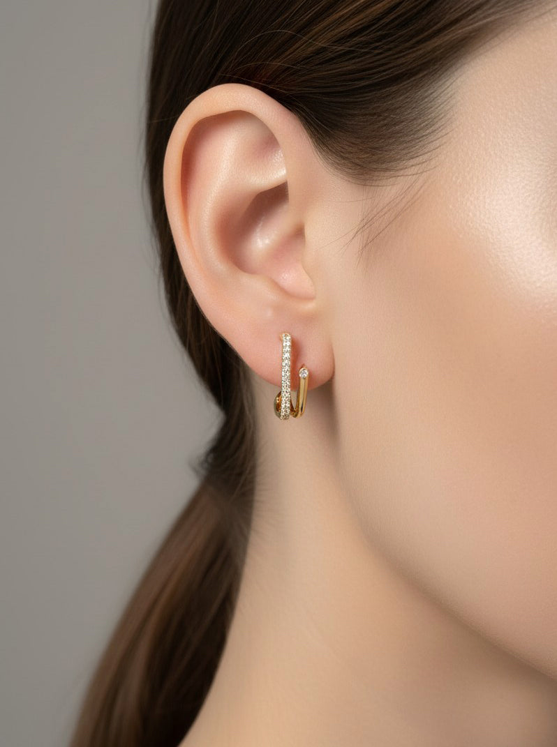 CZ Pave Open Bar Drop Earrings