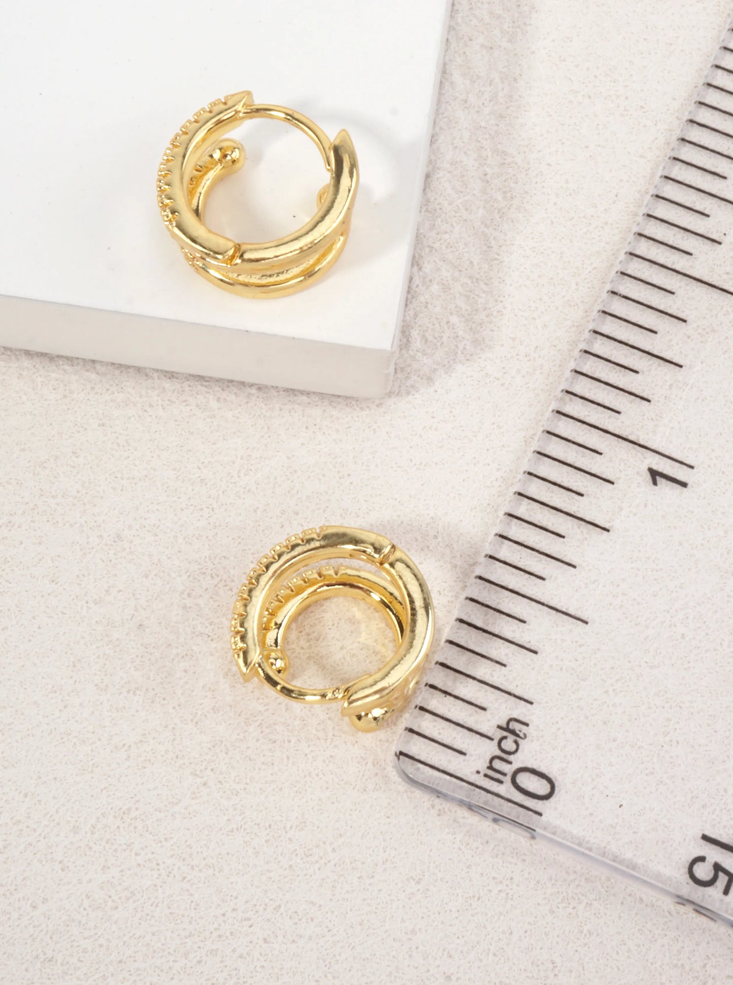 14K Gold-Dipped Double Hoop CZ Earrings
