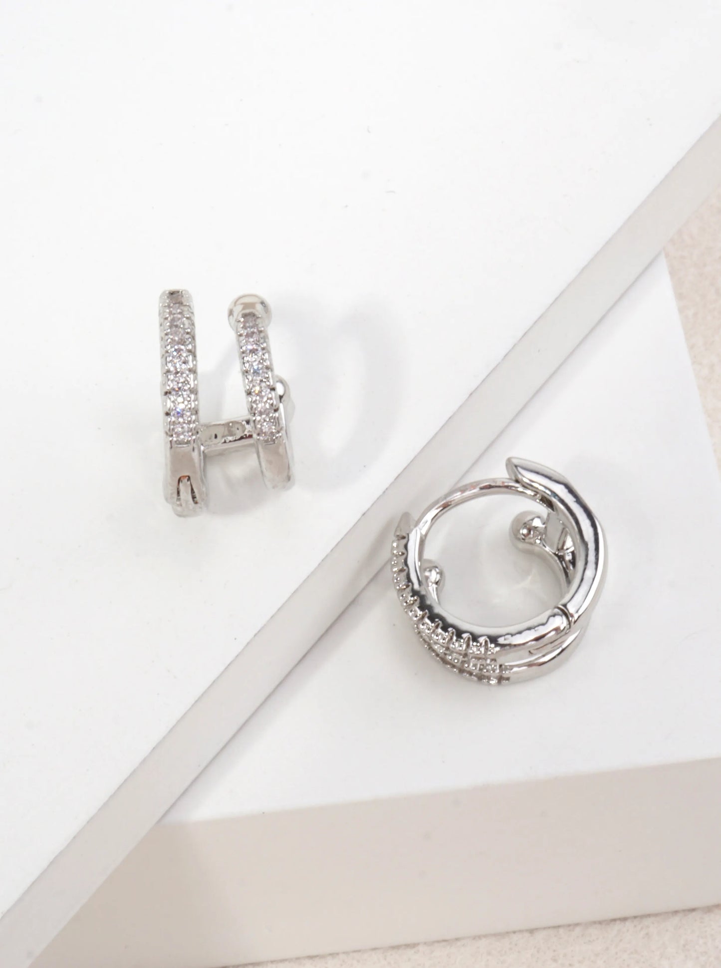 14K Gold-Dipped Double Hoop CZ Earrings