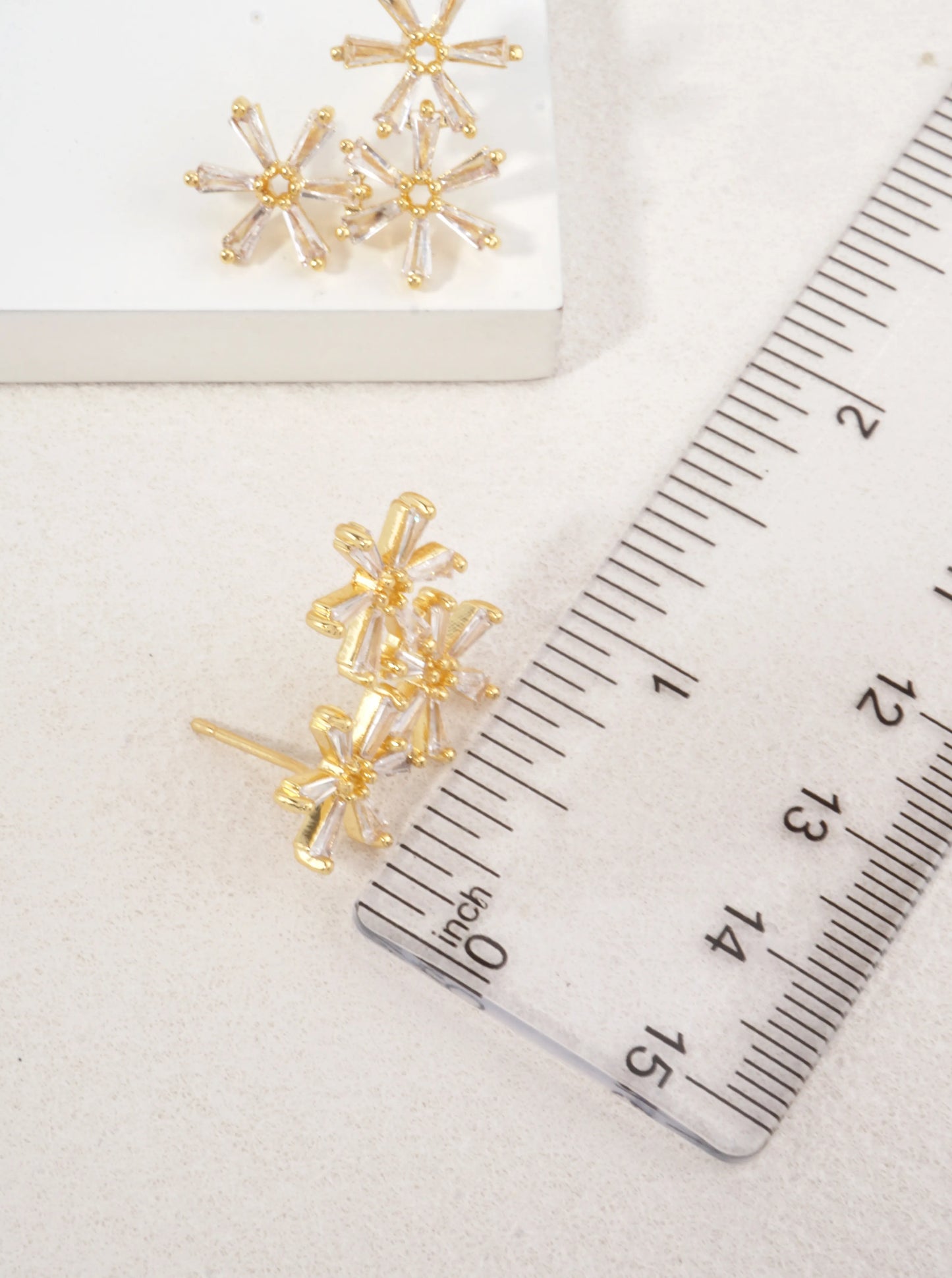 14K Gold-Dipped CZ Floral Stud Earrings