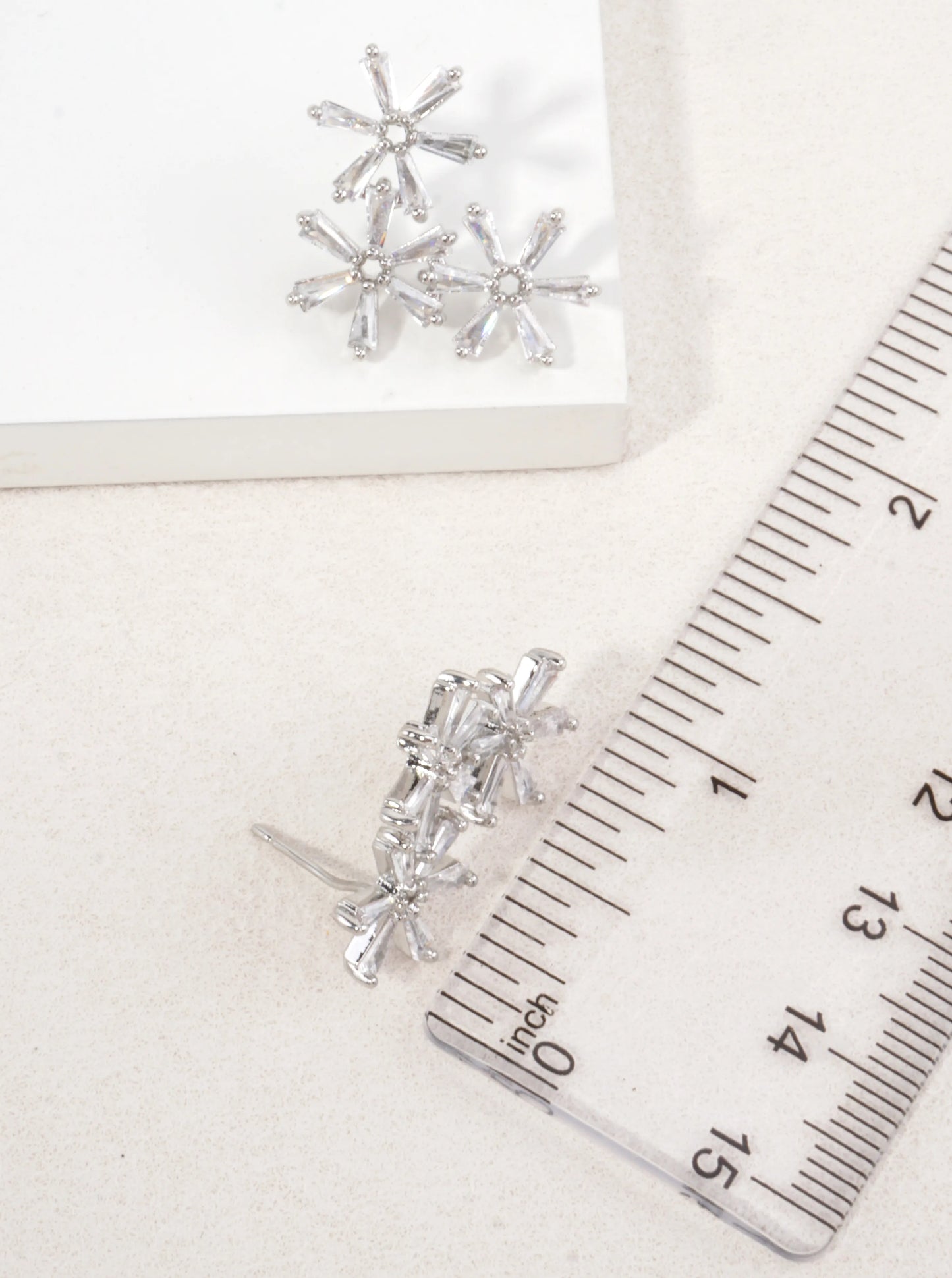14K Gold-Dipped CZ Floral Stud Earrings