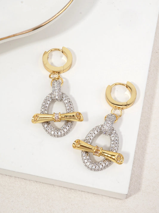 14K Gold Dipped Oval Link Dangle Earrings