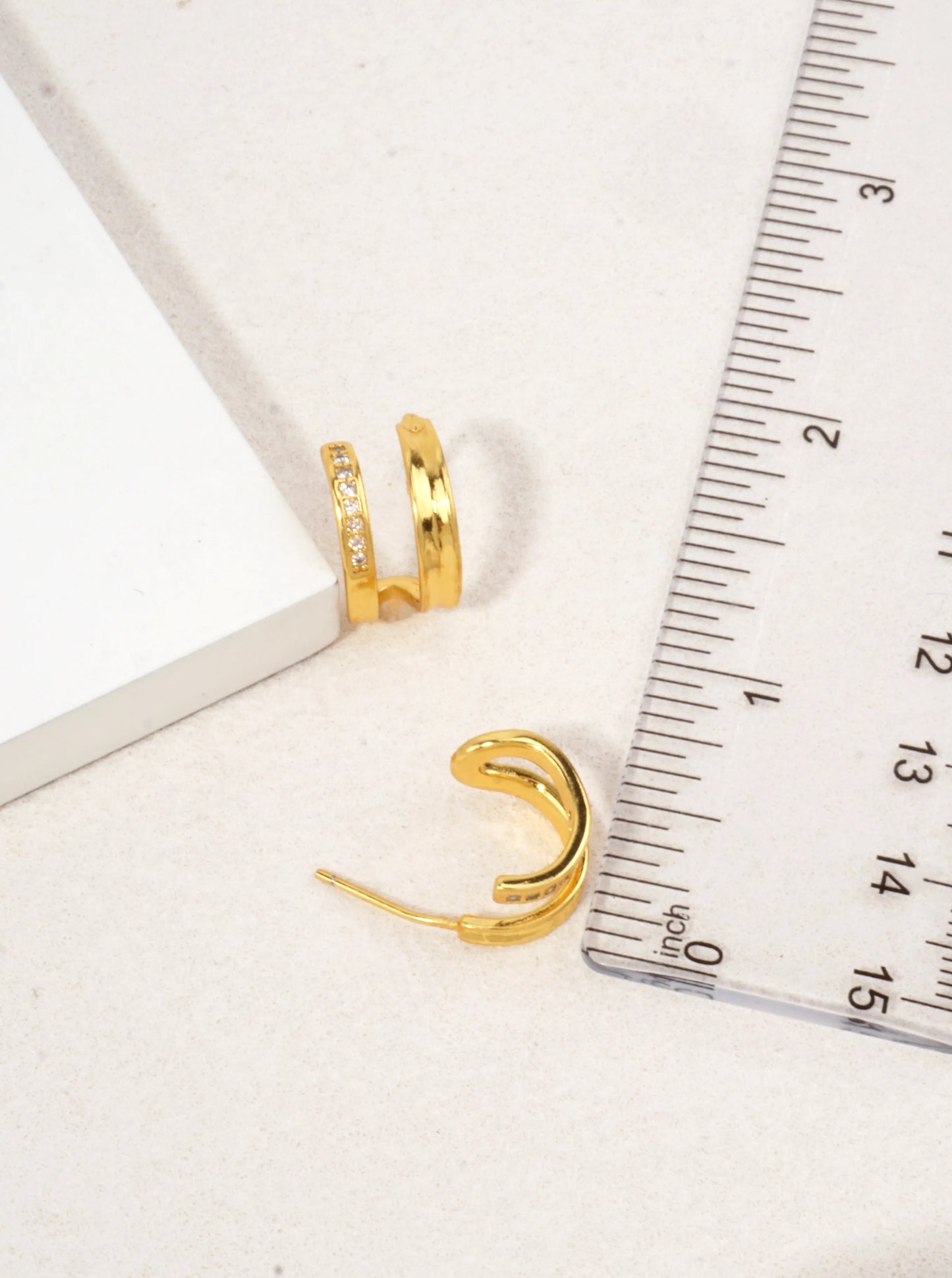 Pave Polished Huggie Hoop Earrings