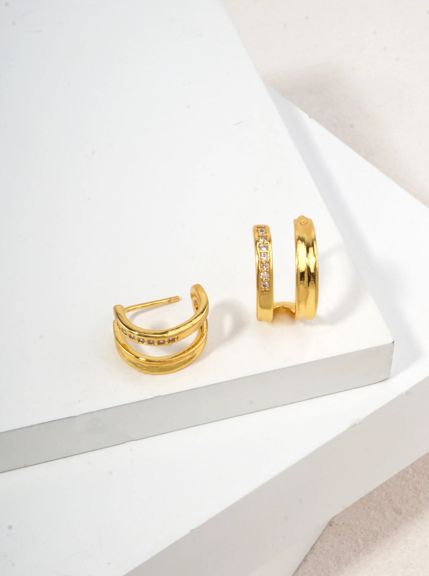 Pave Polished Huggie Hoop Earrings