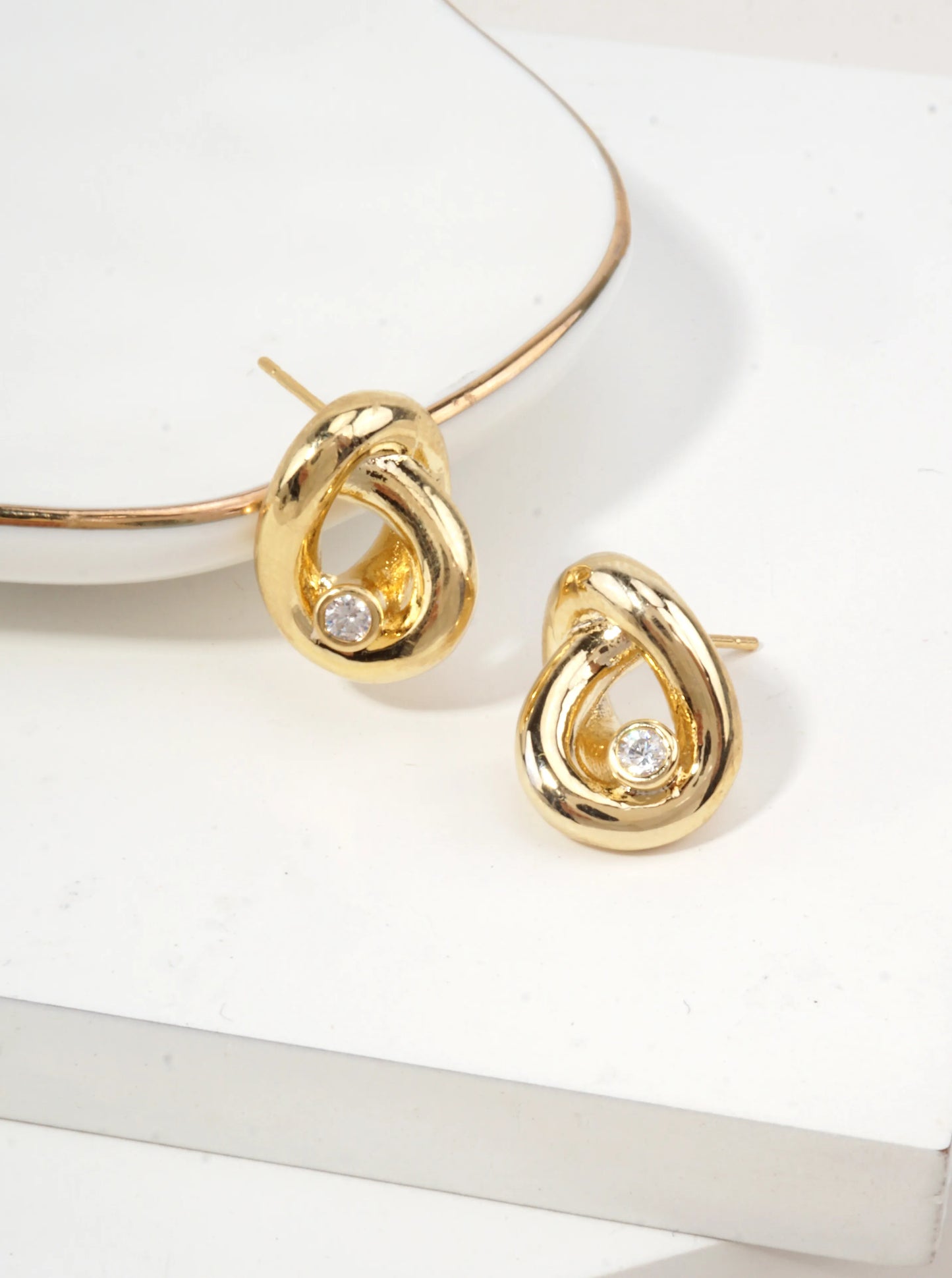 CZ Accent Teardrop Stud Earrings