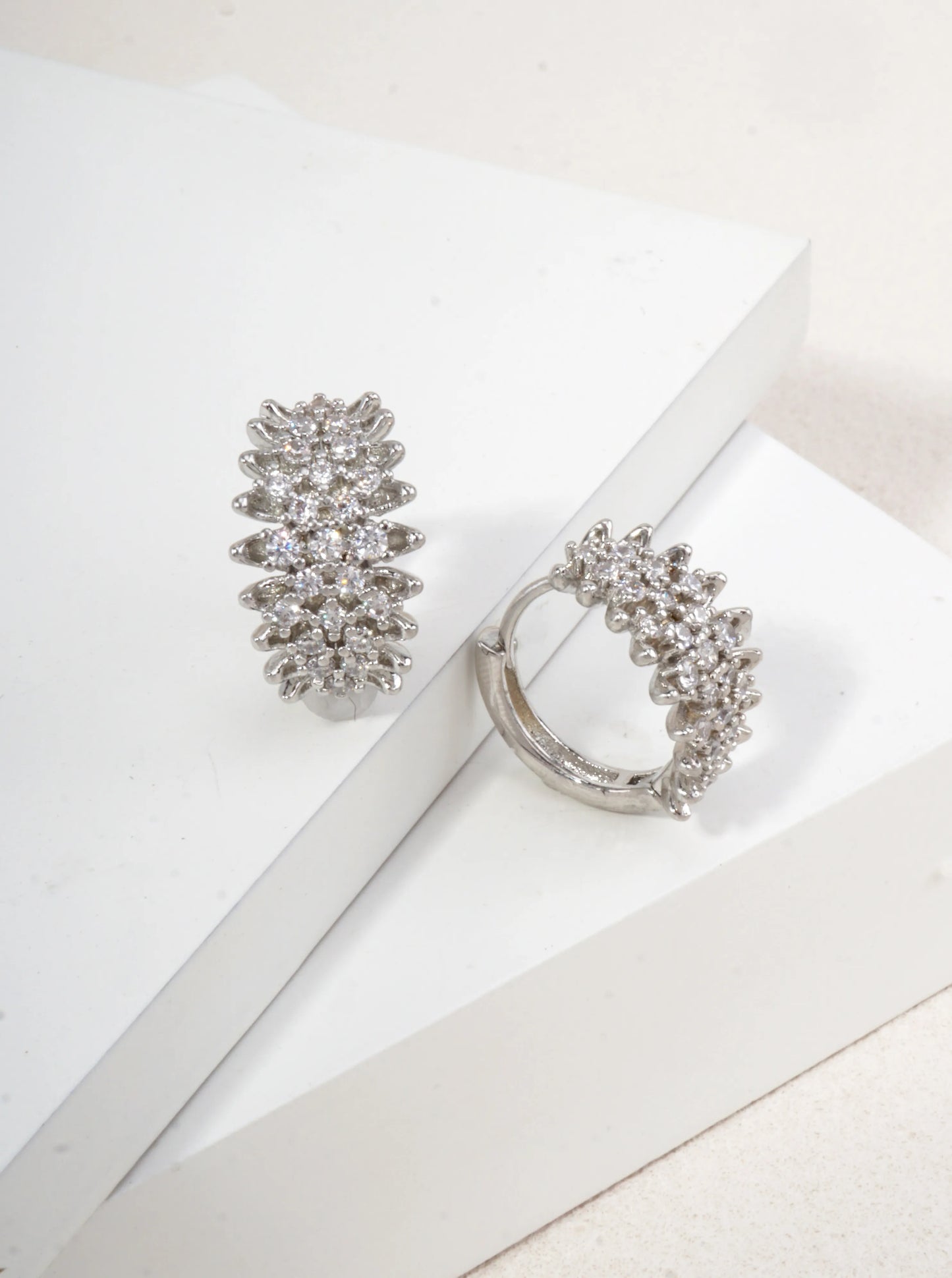 14K Gold Dipped Botanical CZ Huggie Earrings