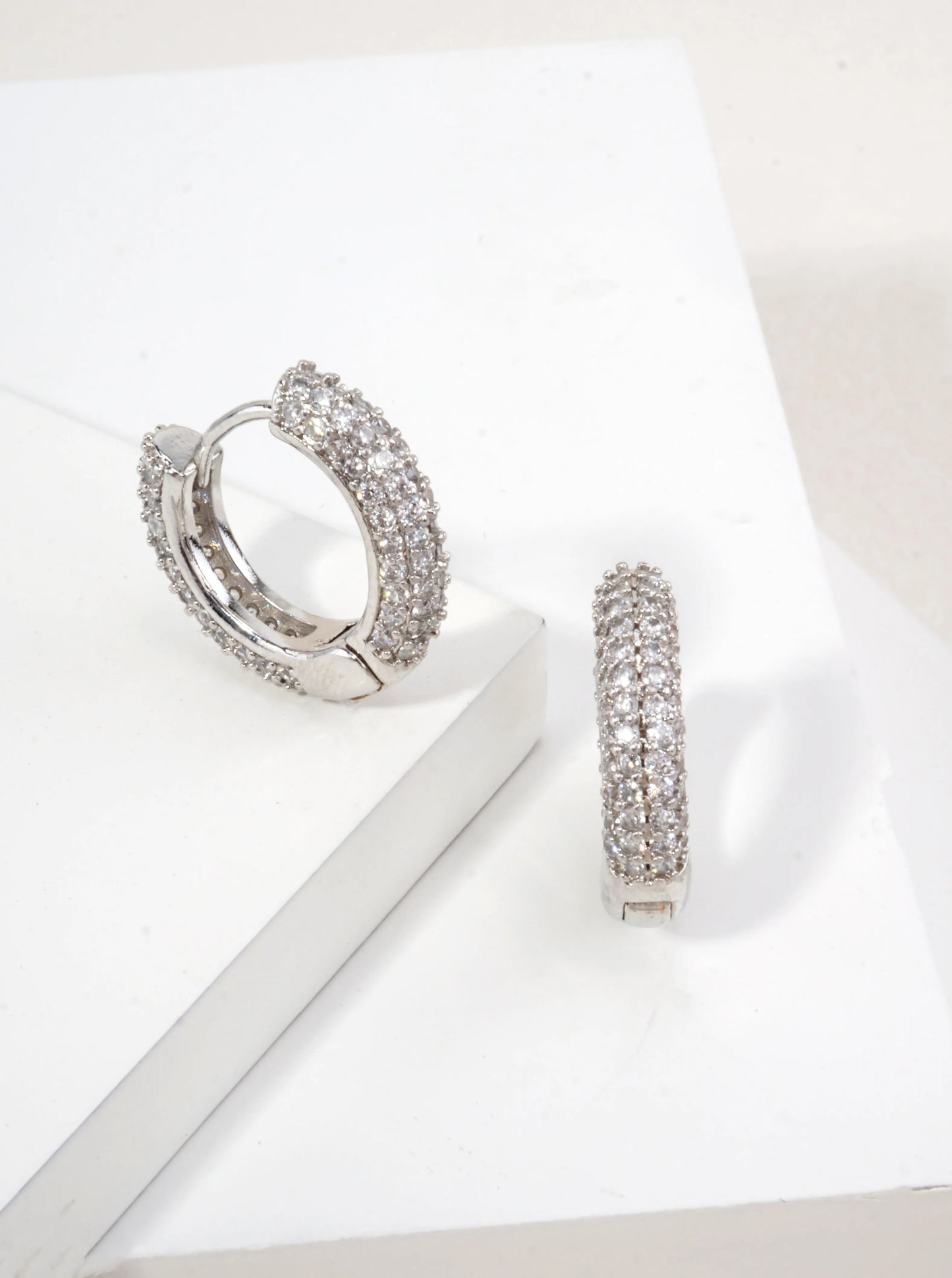 14K Gold Dipped Pave CZ Hoop Earrings