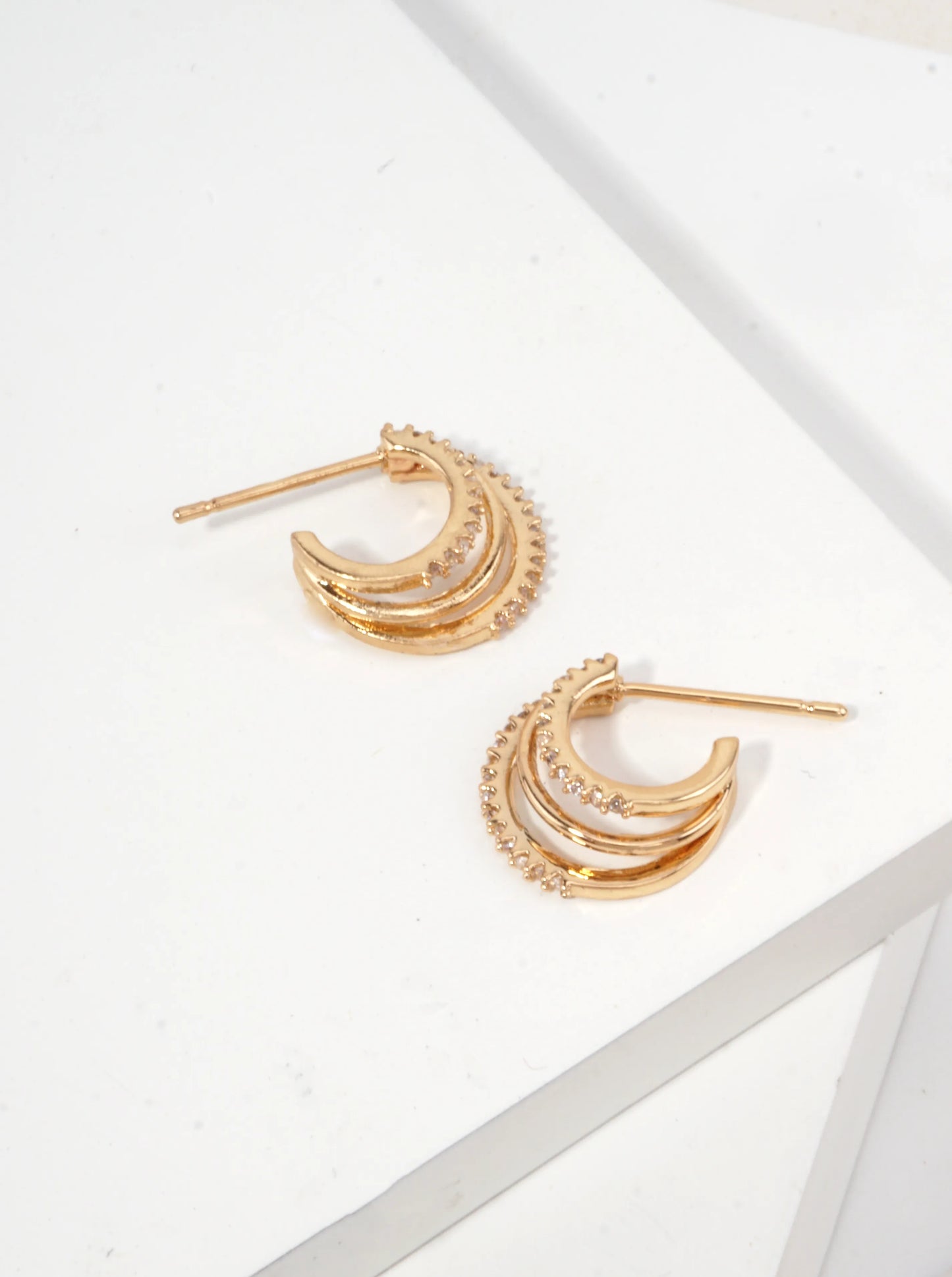 Layered CZ Huggie Earrings