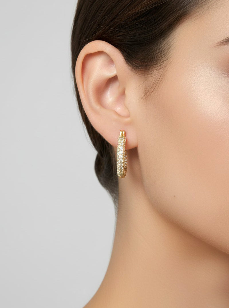 CZ Pave Hoop Earrings