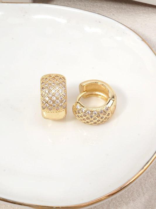 Pave Clicker-Back Geometric Huggie Hoop Earrings