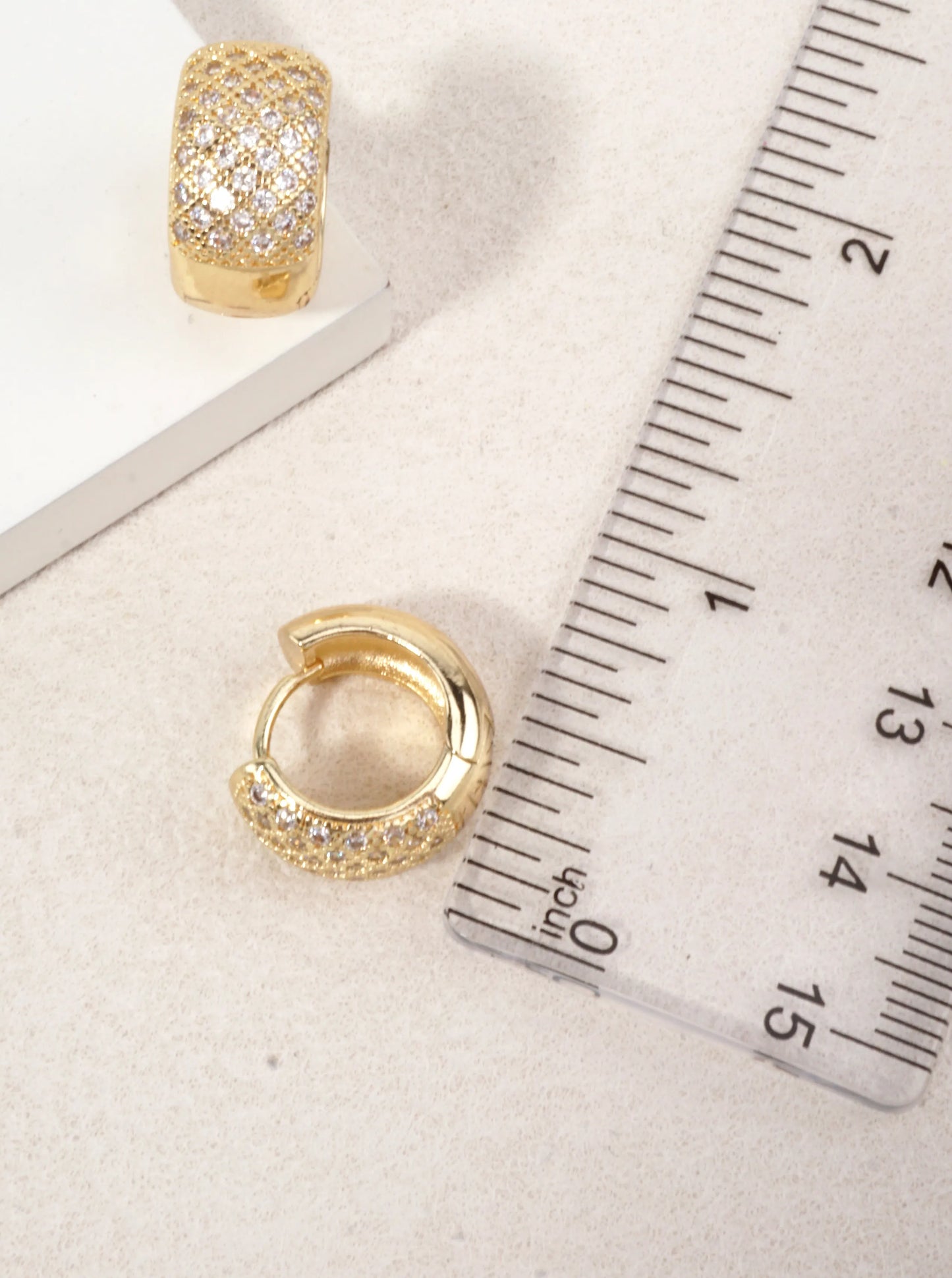 Pave Clicker-Back Geometric Huggie Hoop Earrings
