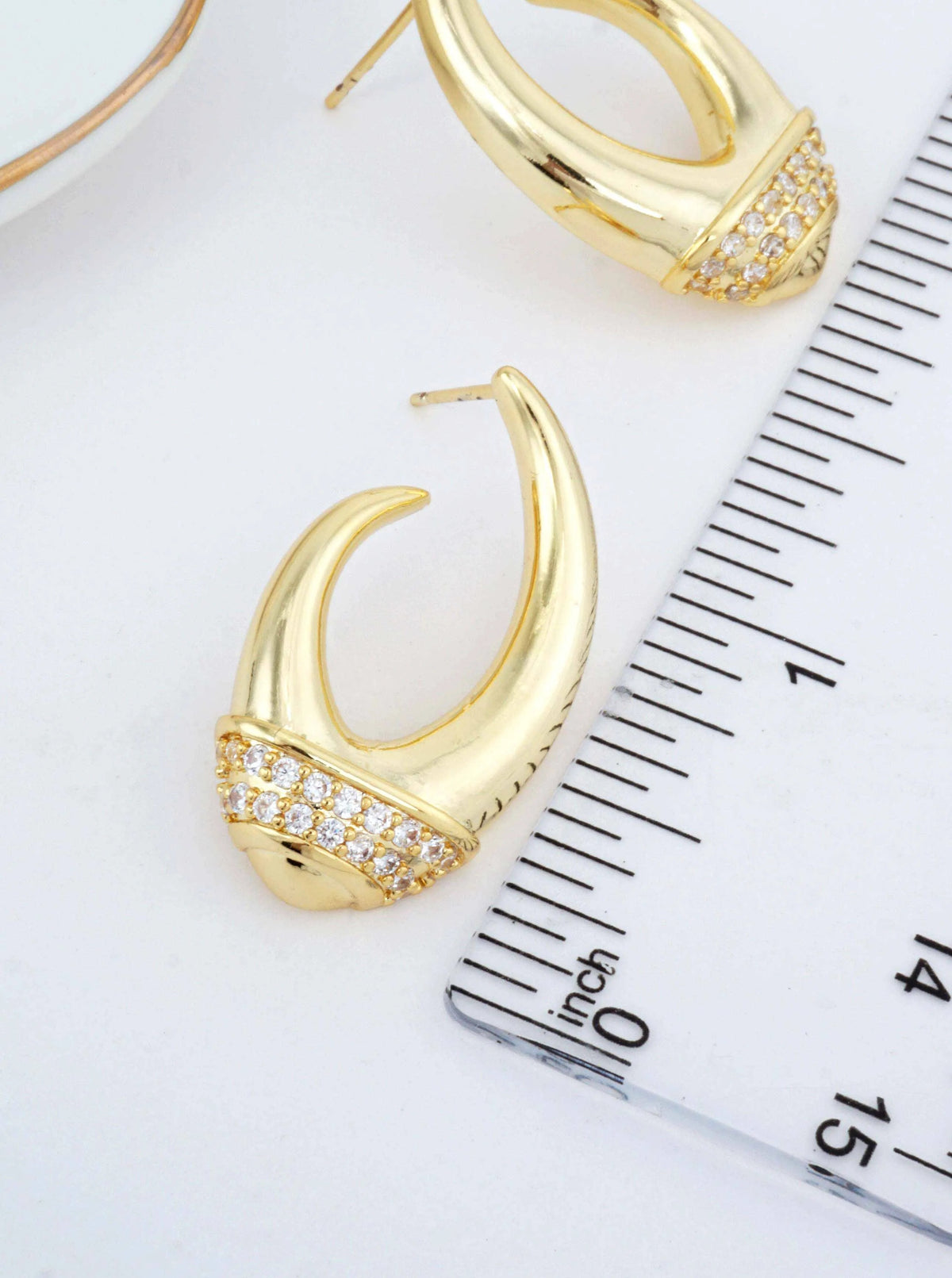 14K Gold Dipped CZ Pave Ballet Shoe Drop Earrings - Gold
