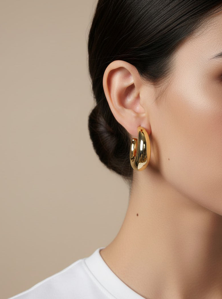 14K Gold-Dipped Chunky C Hoop Earrings