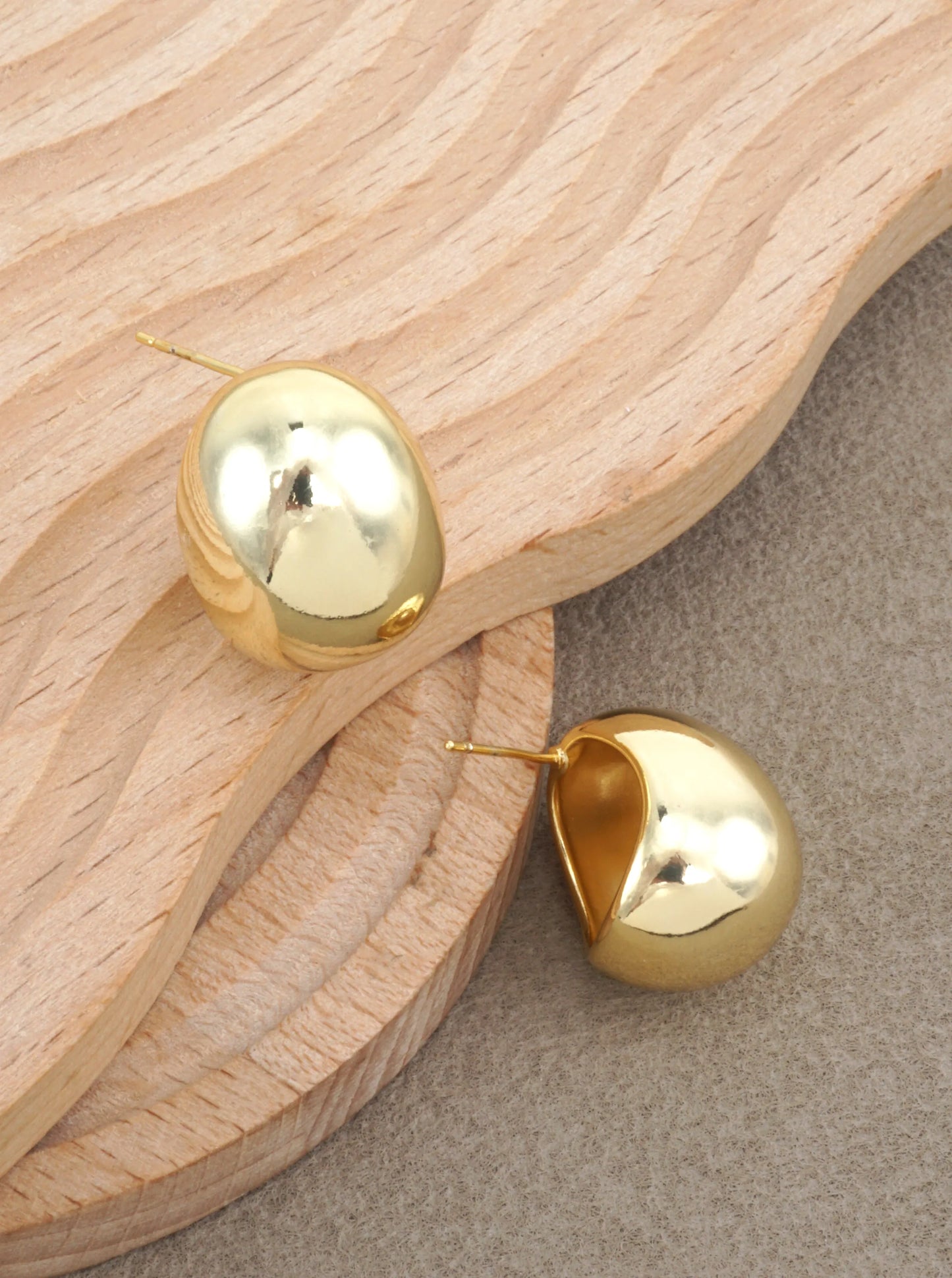 14K Gold-Dipped Organic Dome Stud Earrings