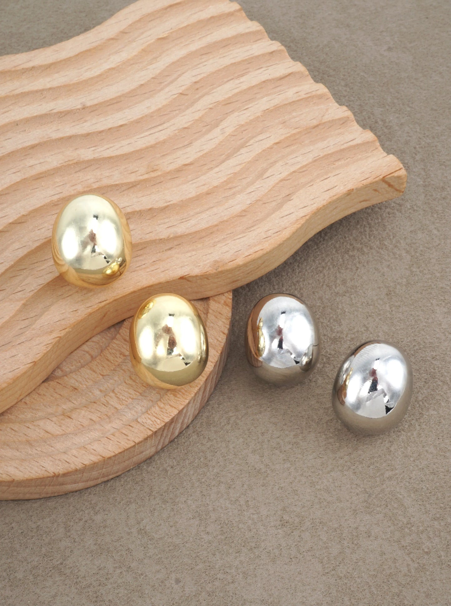 14K Gold-Dipped Organic Dome Stud Earrings