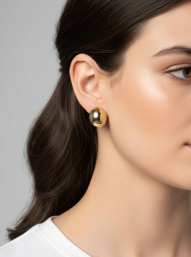 14K Gold-Dipped Organic Dome Stud Earrings
