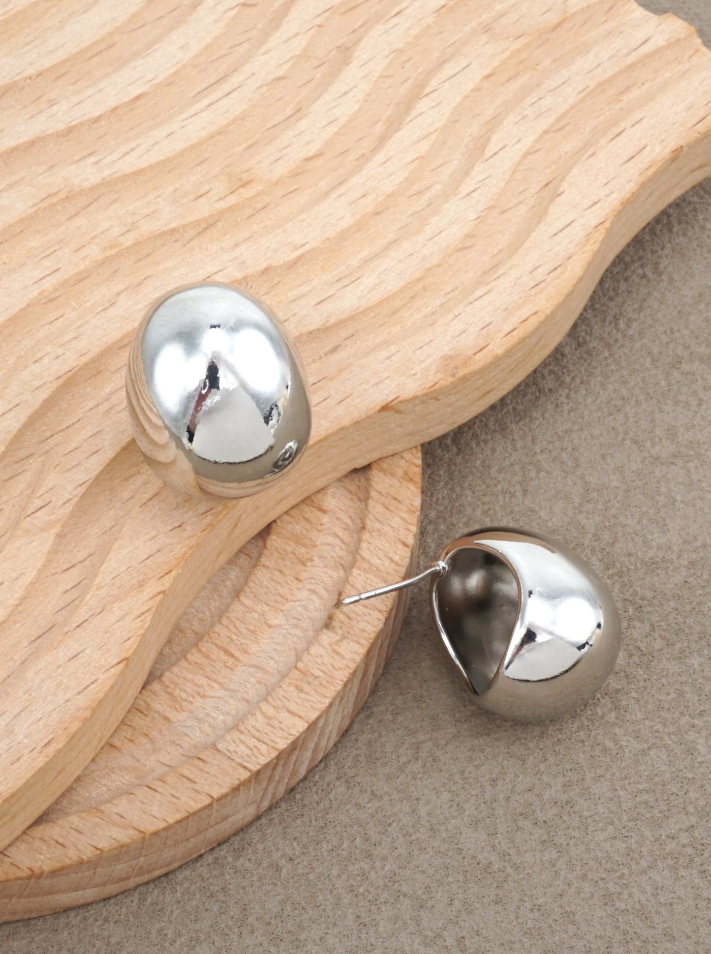 14K Gold-Dipped Organic Dome Stud Earrings