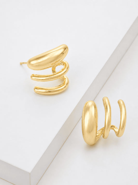 14K Gold-Dipped Spiral Stud Earrings