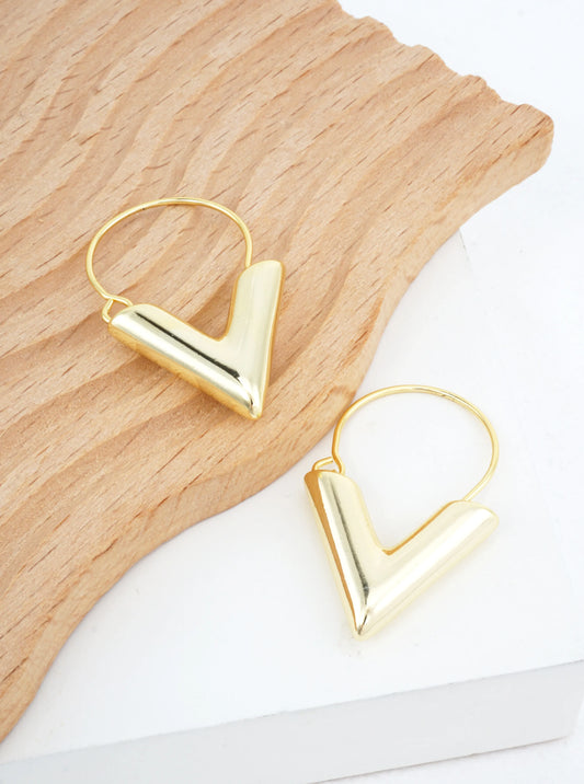 14K Gold-Dipped Chevron Hoop Earrings