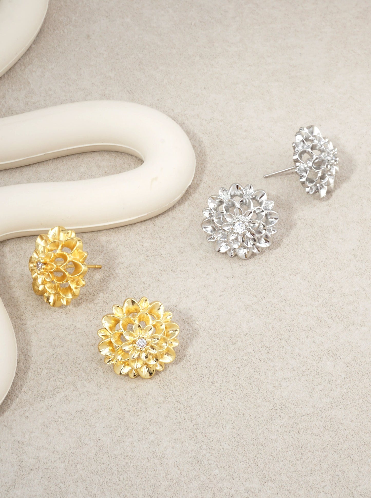 14K Gold-Dipped Floral Stud Earrings