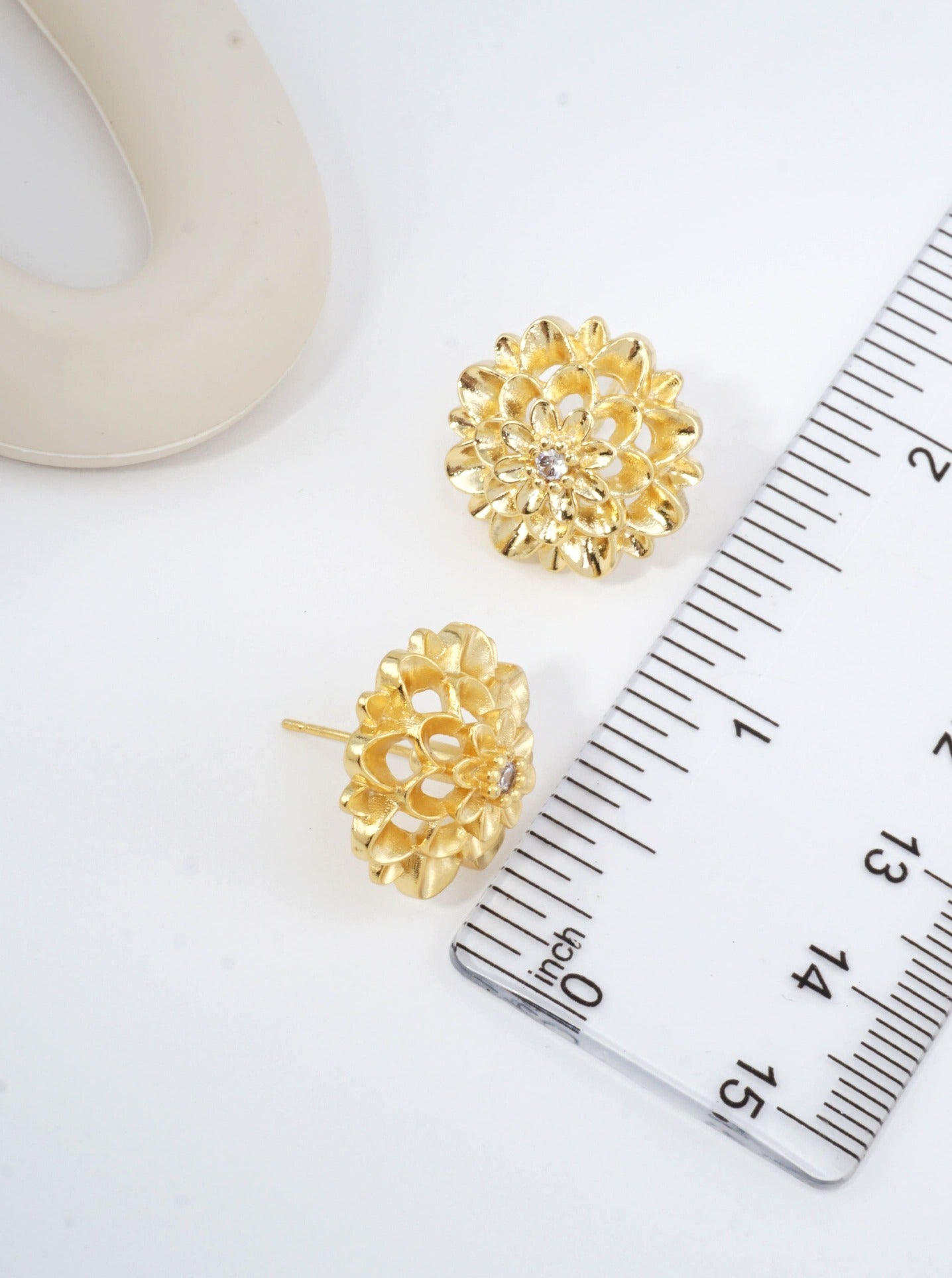 14K Gold-Dipped Floral Stud Earrings