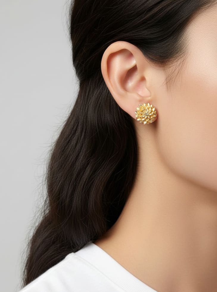 14K Gold-Dipped Floral Stud Earrings