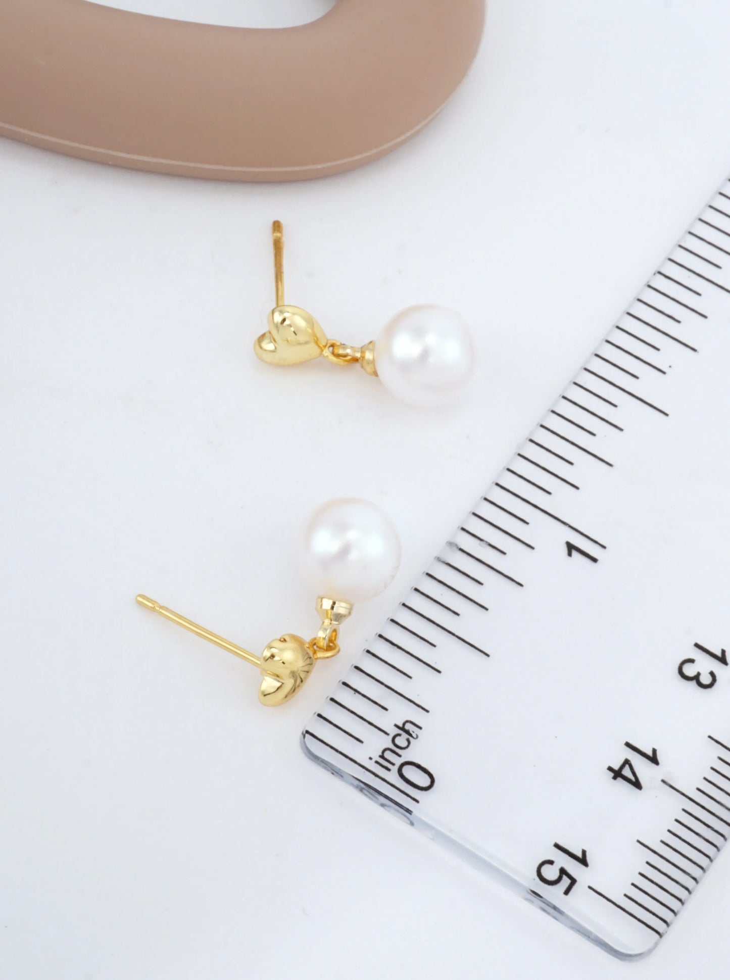 14K Gold-Dipped Heart Pearl Drop Earrings