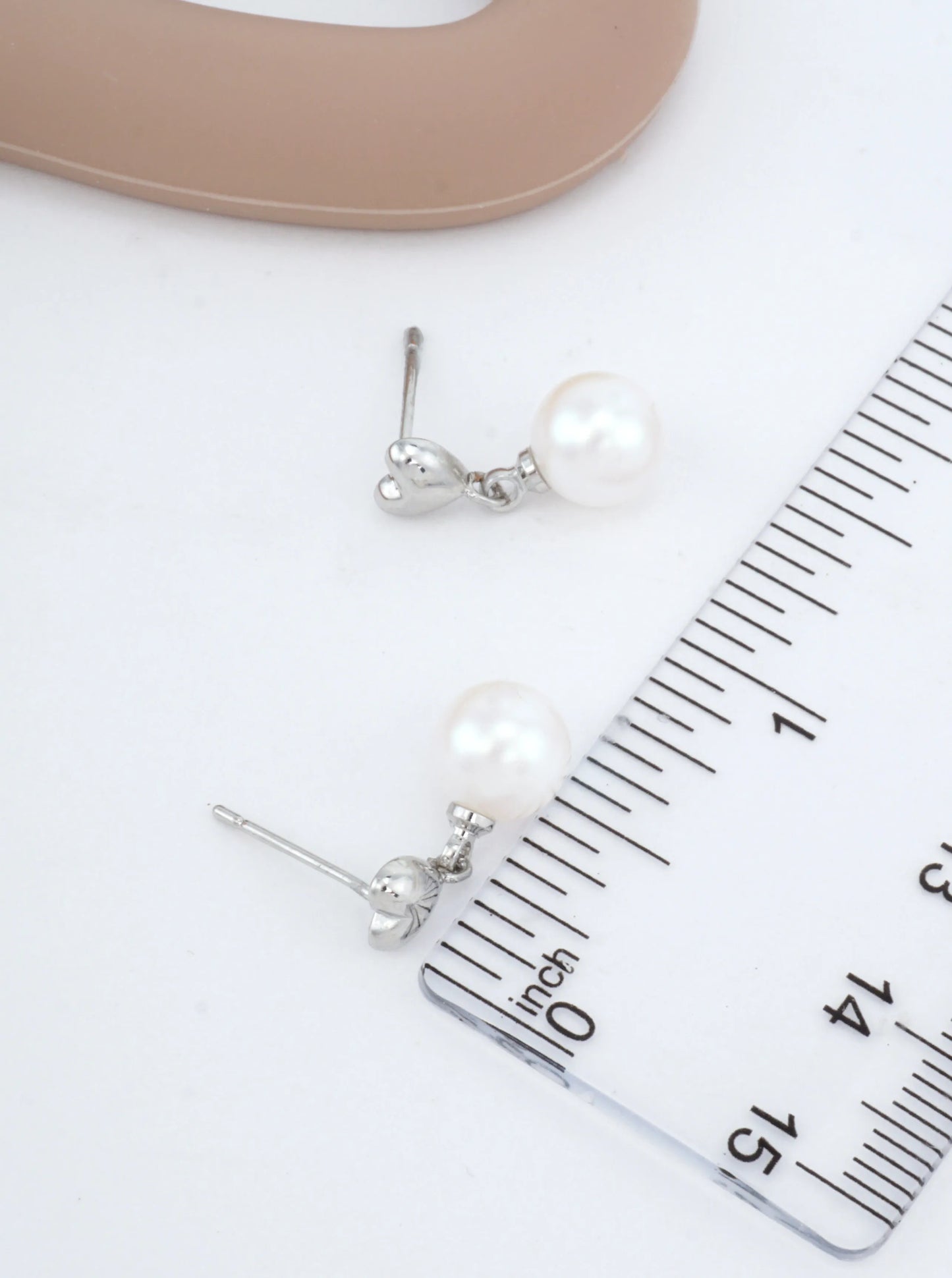 14K Gold-Dipped Heart Pearl Drop Earrings