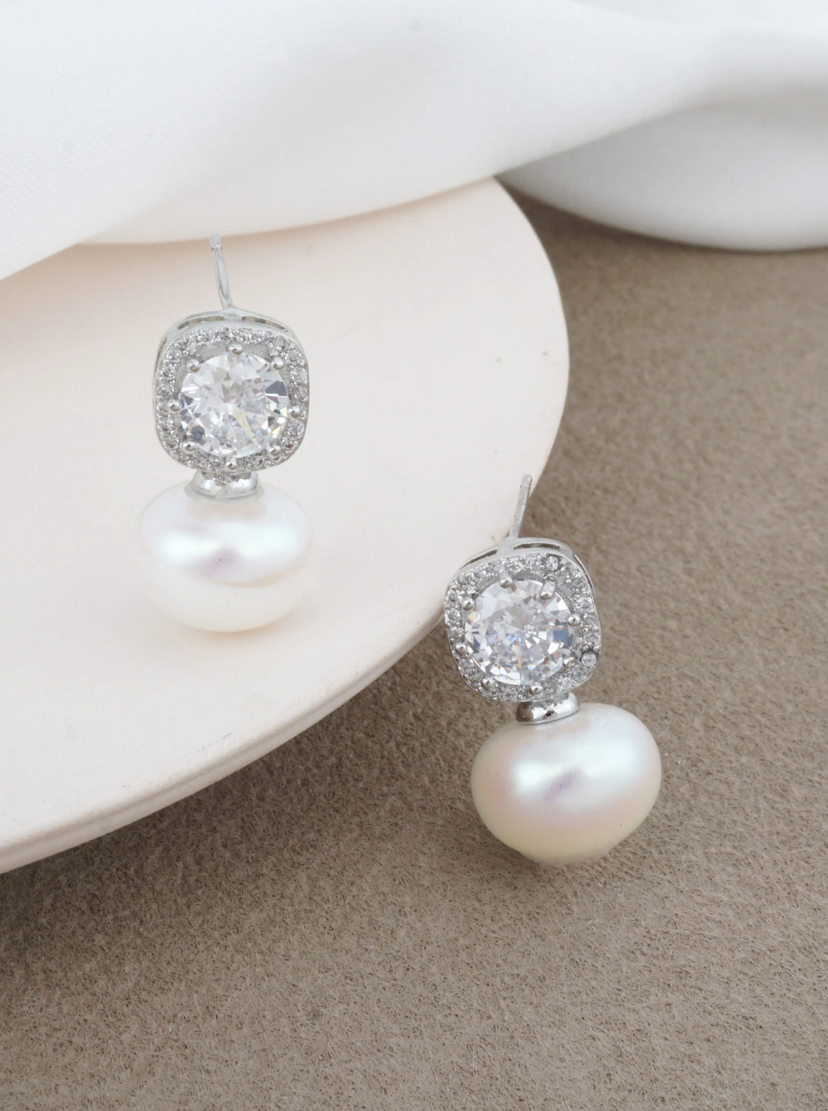 14K Gold-Dipped Pearl Halo Drop Earrings