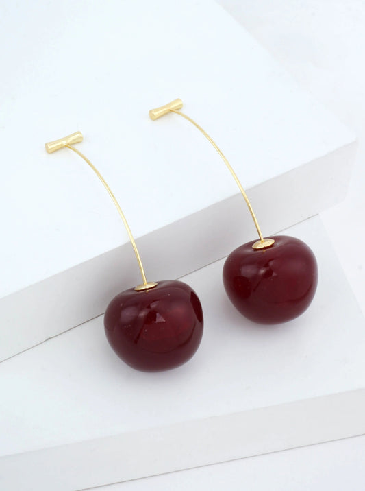 14K Gold-Dipped Cherry Drop Earring