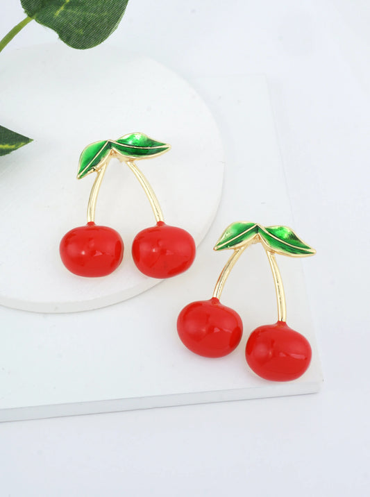 14K Gold-Dipped Cherry Stud Earrings