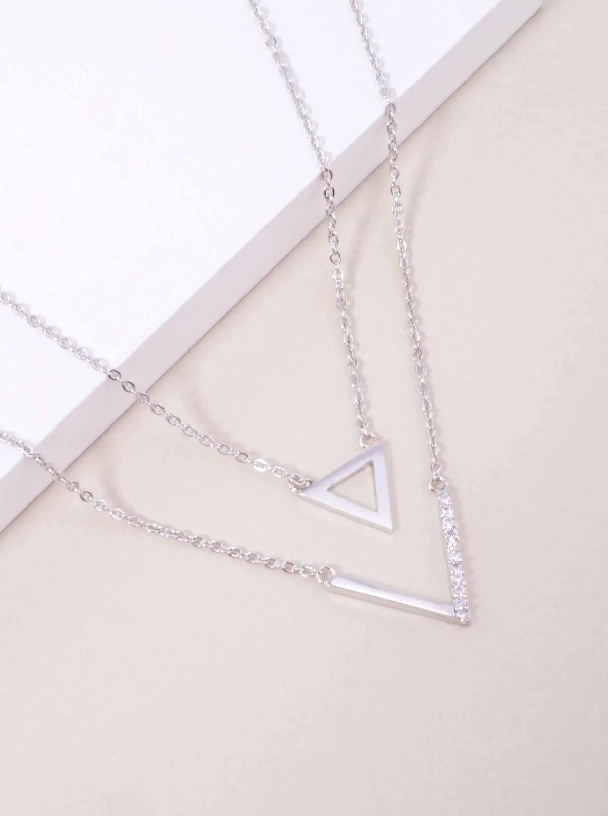 CZ Triangle 18K-Gold-Dipped Layered Necklace