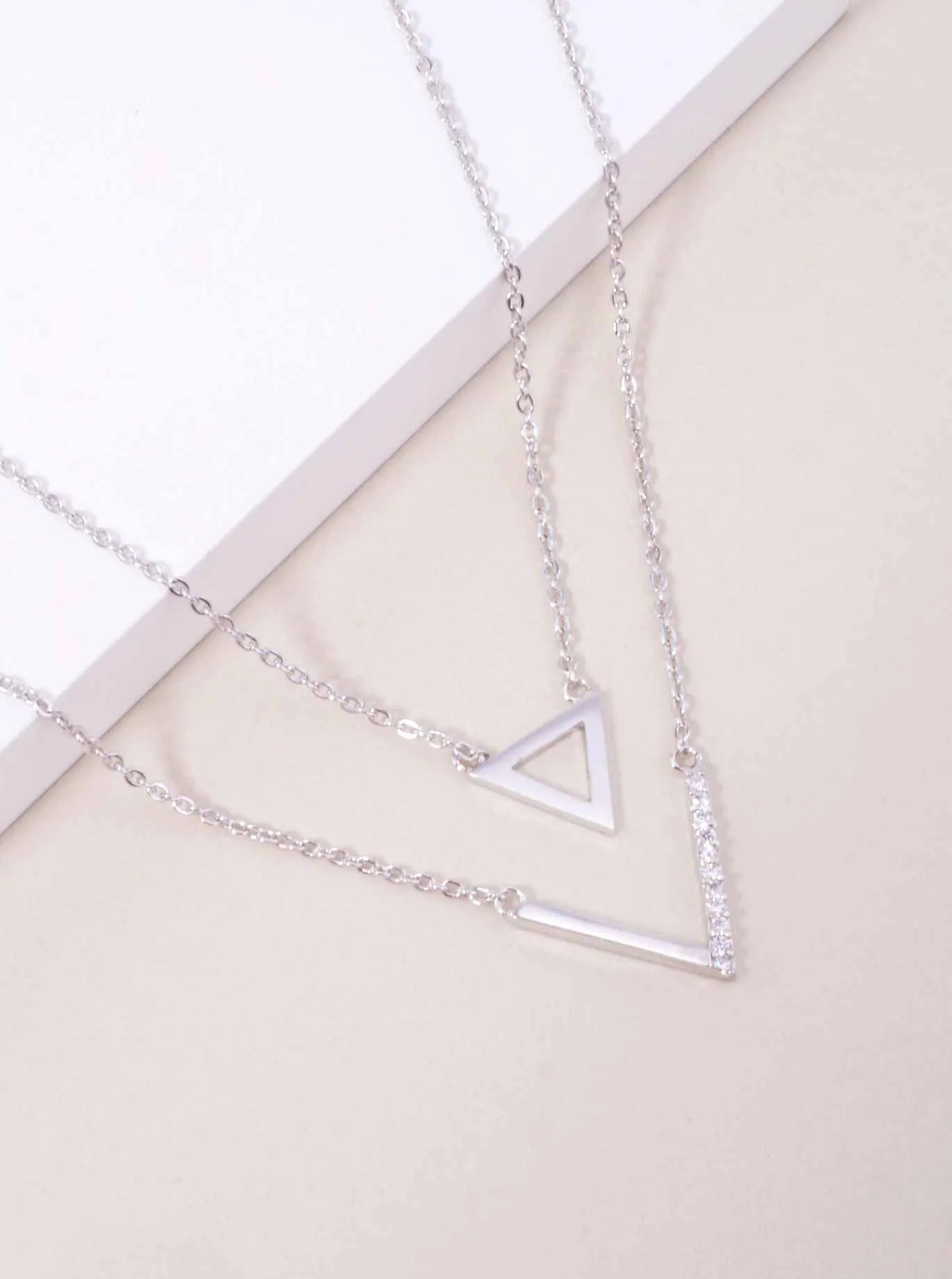 CZ Triangle 18K-Gold-Dipped Layered Necklace