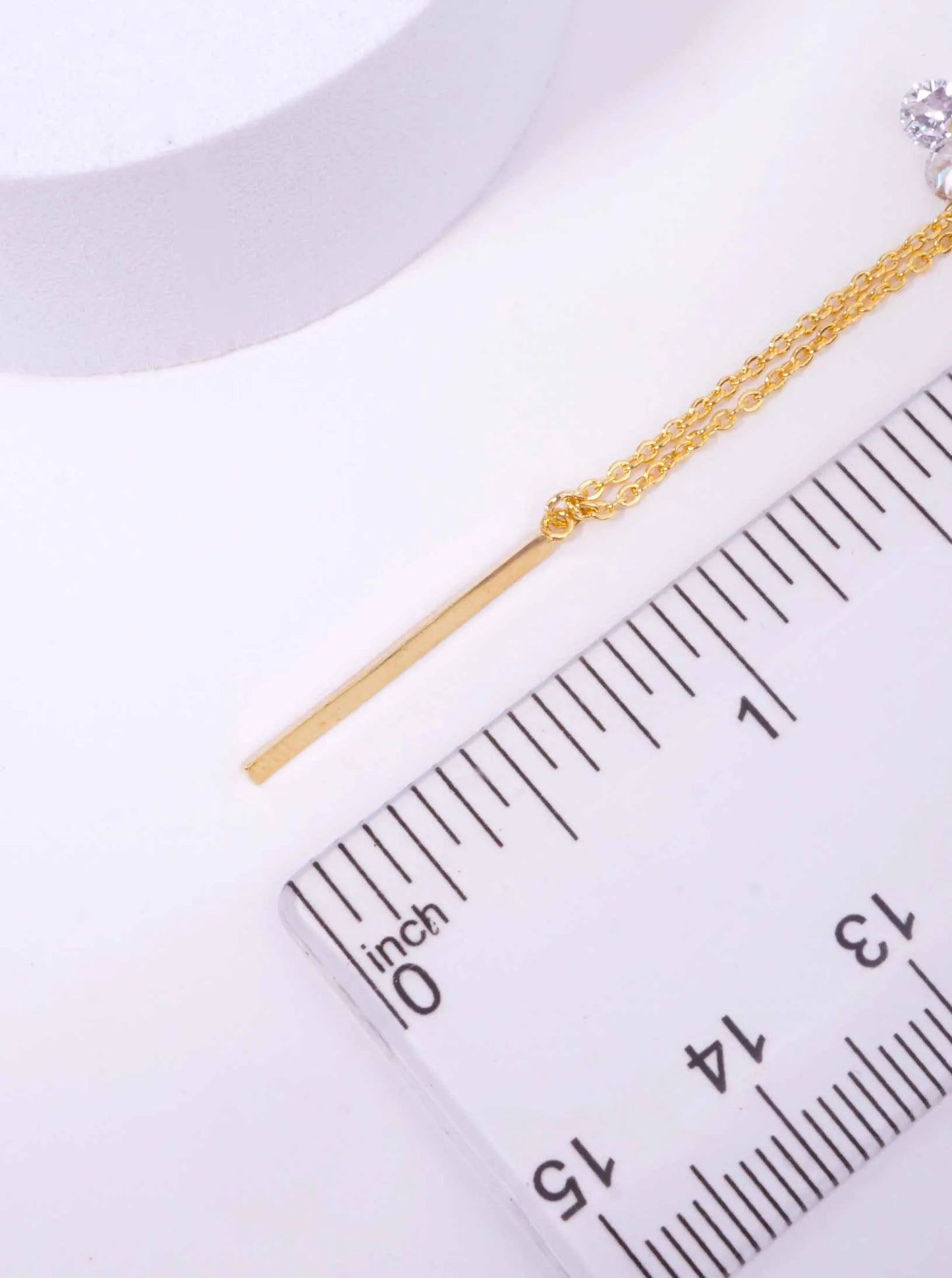 Brass Bar CZ 18K-Gold-Dipped Layered Necklace