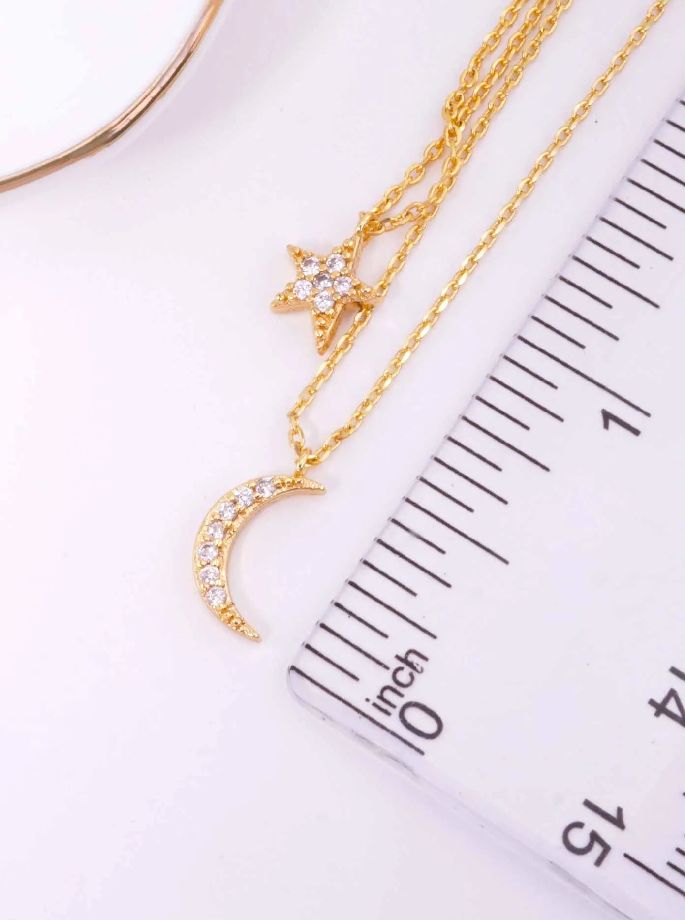 CZ Star Moon 18K-Gold-Dipped Layered Necklace
