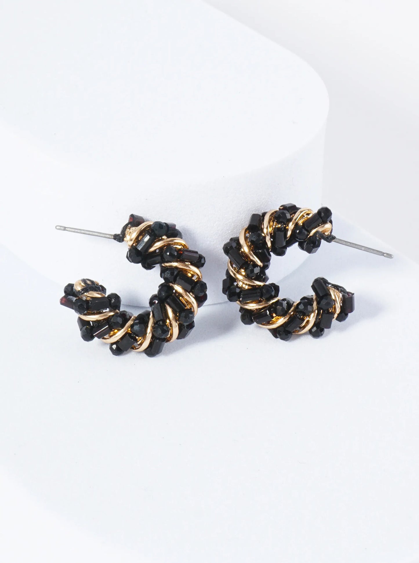 Dainty 20mm Hoop Earrings Wrapped With Glass Beads