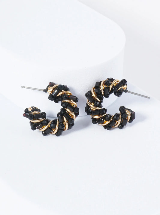 Dainty 20mm Hoop Earrings Wrapped With Glass Beads