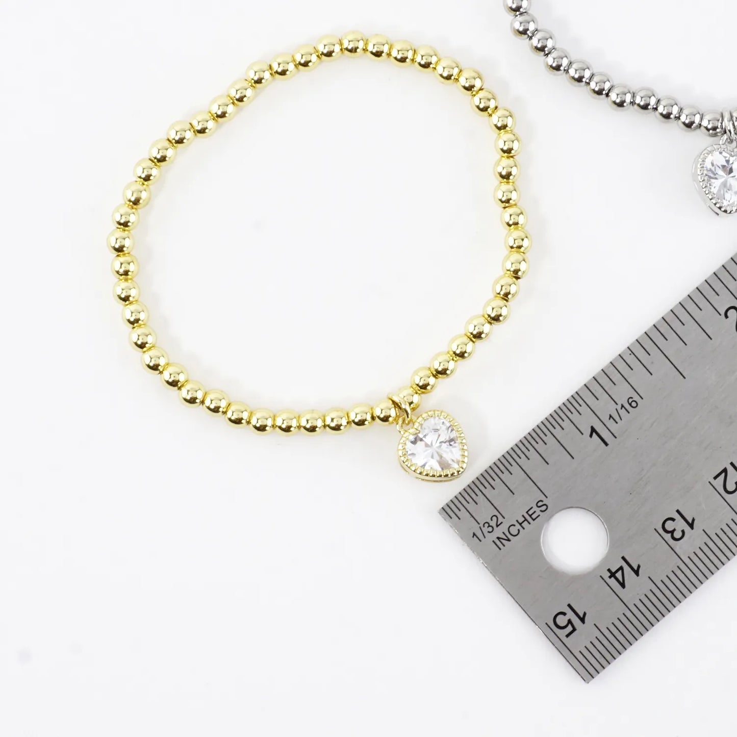 Dainty CZ Heart Charm Stainless Steel Bracelet