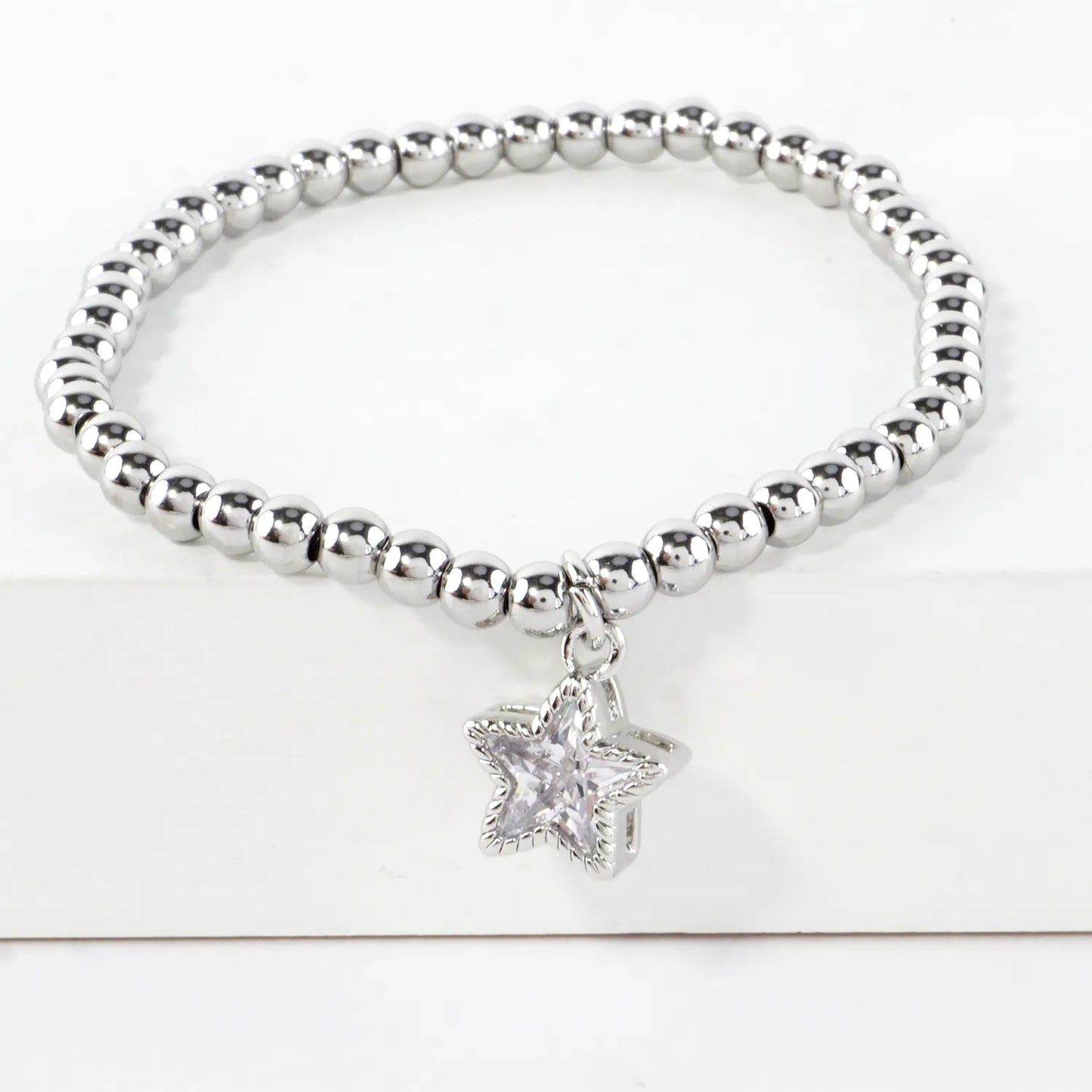 Dainty CZ Star Charm Stainless Steel Bracelet